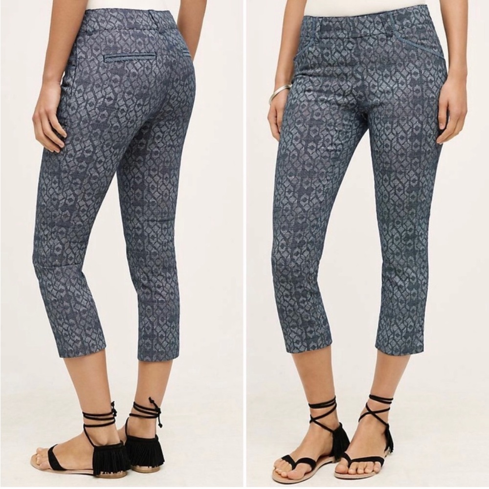 Anthropologie Cartonnier Charlie Navy Cropped Trousers
